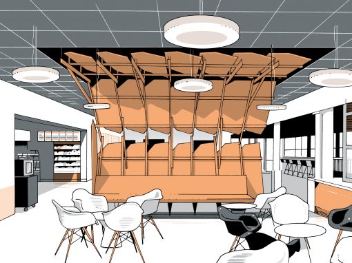 CRÉATION DE MOBILIERS, D’AGENCEMENTS INTÉRIEURS POUR LE RESTAURANT UNIVERSITAIRE LA LOMBARDERIE À NANTES (44)